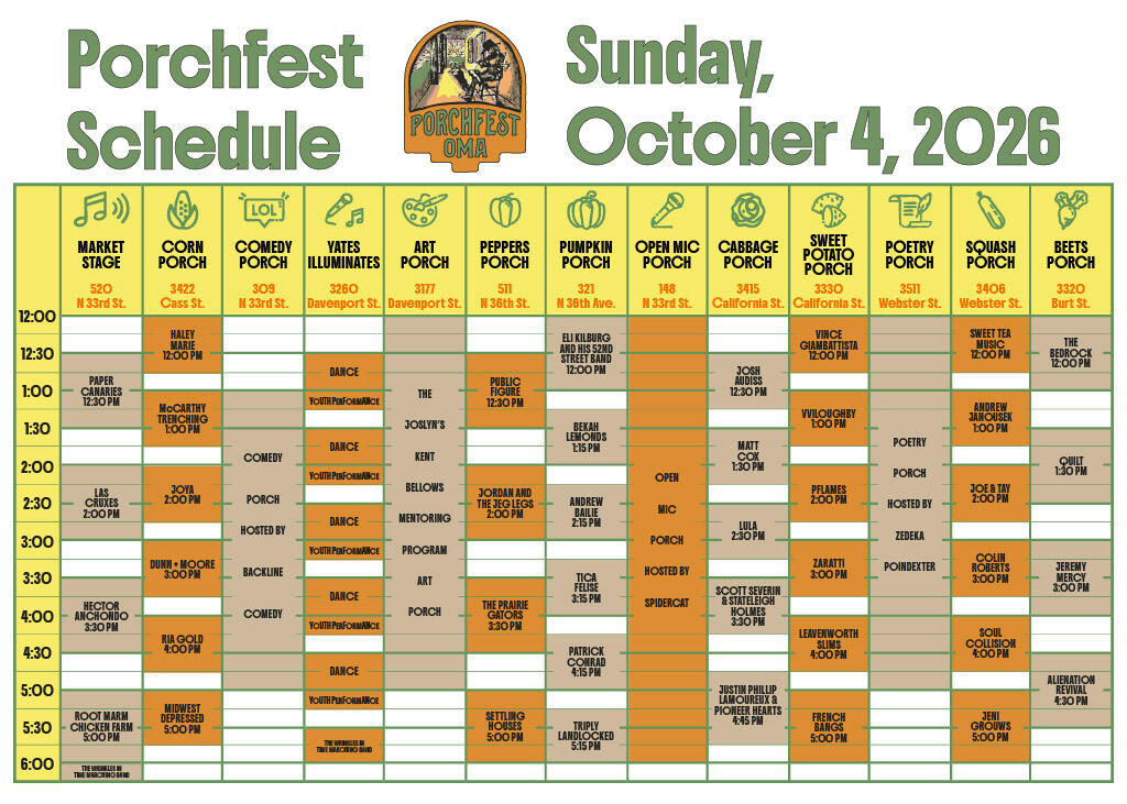 Porchfest 2026 lineup